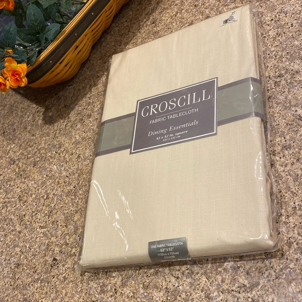 Croscill Home Fabric Tablecloth 52”x52” Square Cotton Polyester Blend Dining